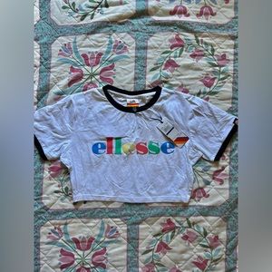 White Cropped Ellesse Vintage Active Top